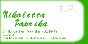 nikoletta paprika business card